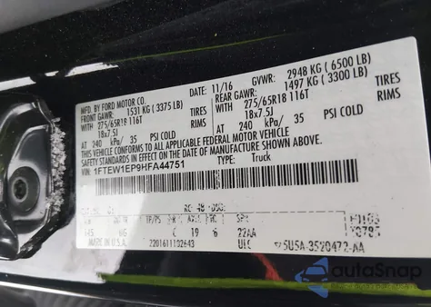 2017 Ford F-150 Xlt from USA, damaged, VIN 1FTEW1EP9HFA44751